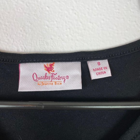 The Quacker Factory Black Top w/ Bedazzled Heart - Picture 2 of 5